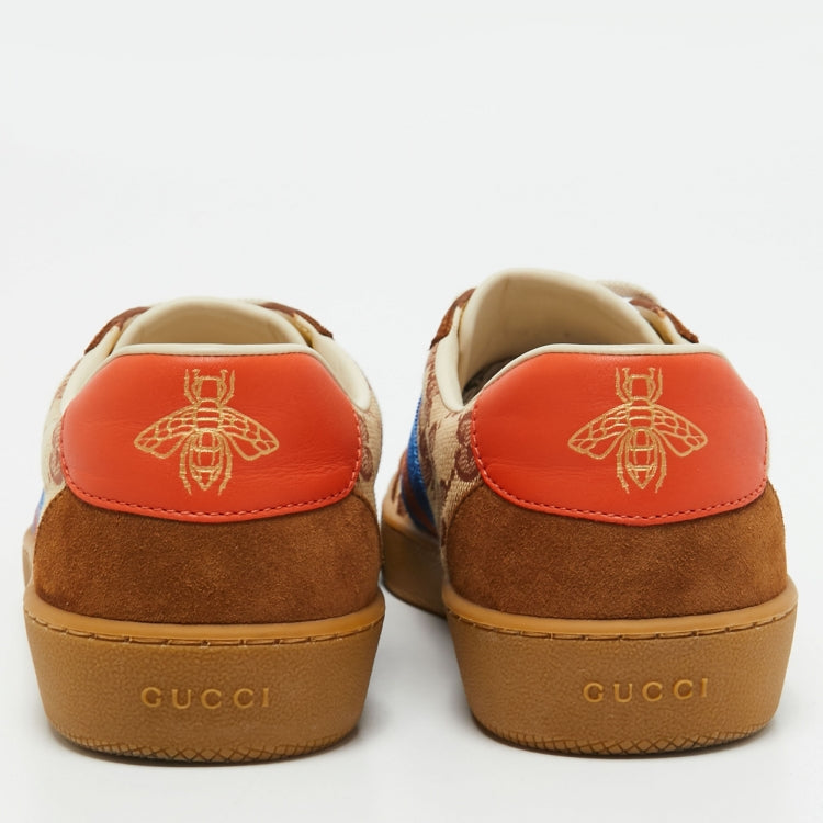 Gucci Brown/Beige GG Canvas and Suede Web G74 Sneakers Size 38.5