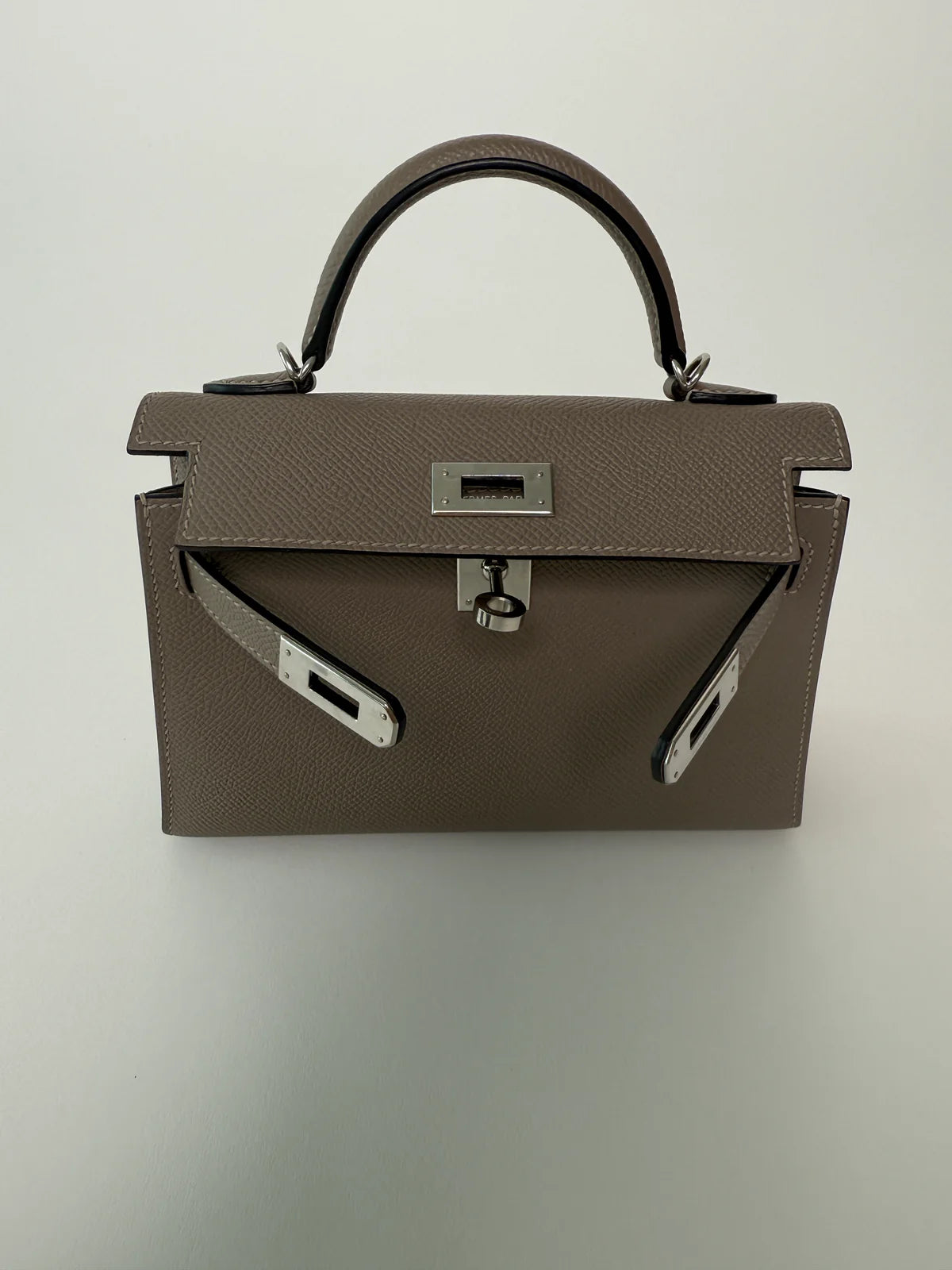 HERMÉS MINI KELLY GRIS ASPHALT IN EPSOM LEATHER WITH PHW
