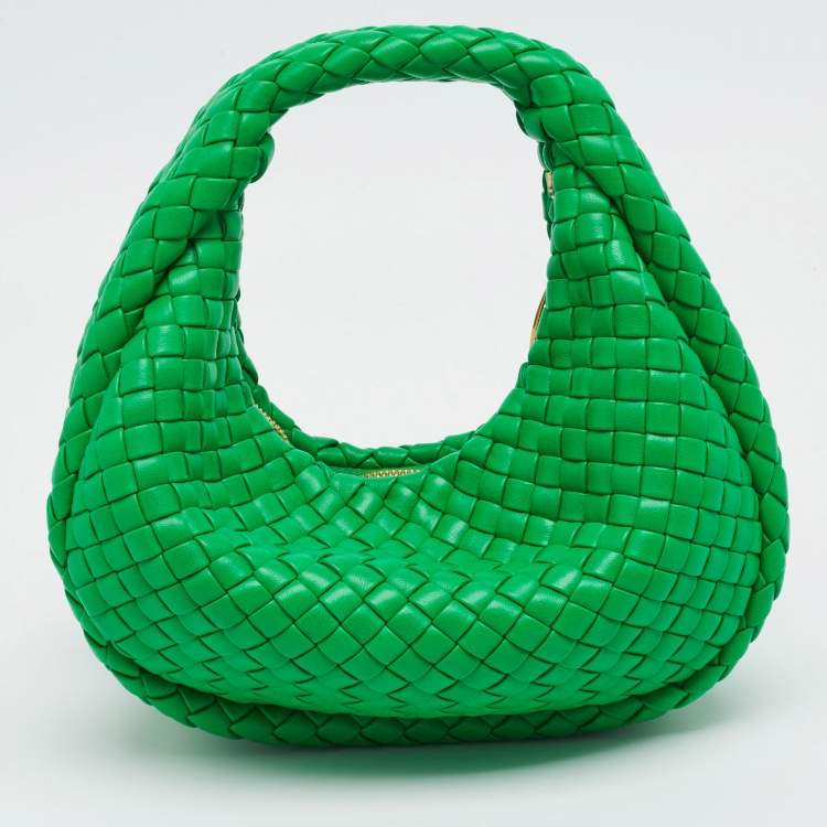 Bottega Veneta Padded Jodie Mini Green Intrecciato Leather Hobo