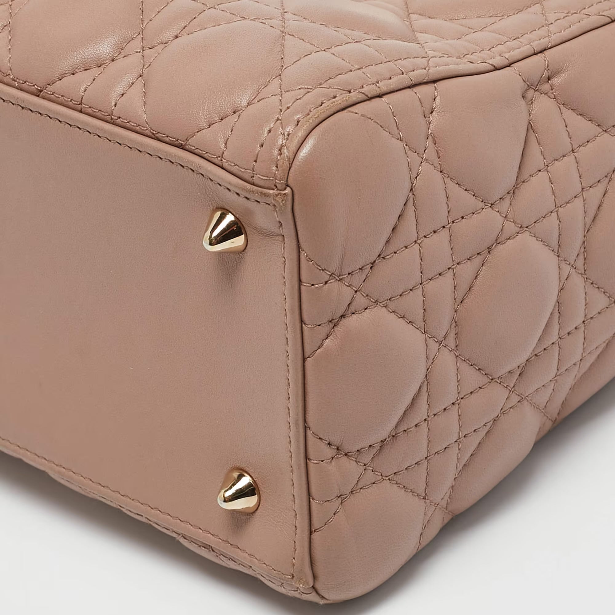 Dior Lady Dior Medium Beige Leather Tote Bag