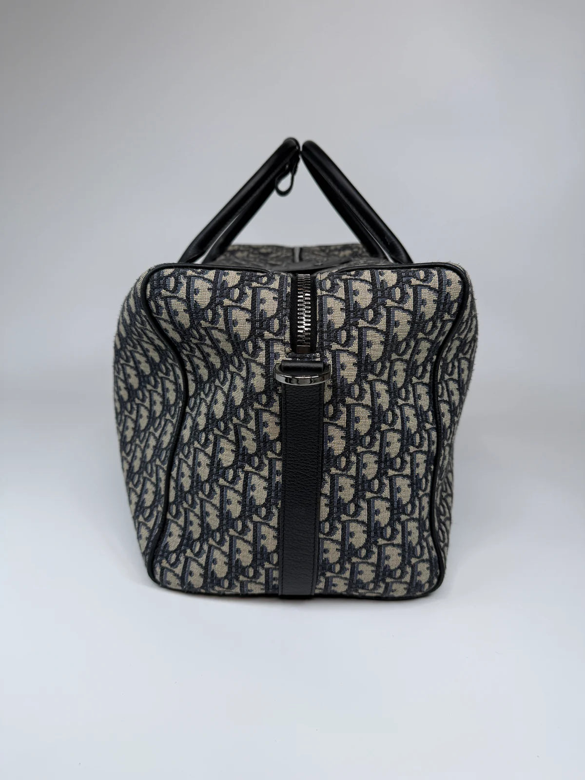 CHRISTIAN DIOR OBLIQUE CANVAS TRAVEL BAG WITH SILVER HARDWARE