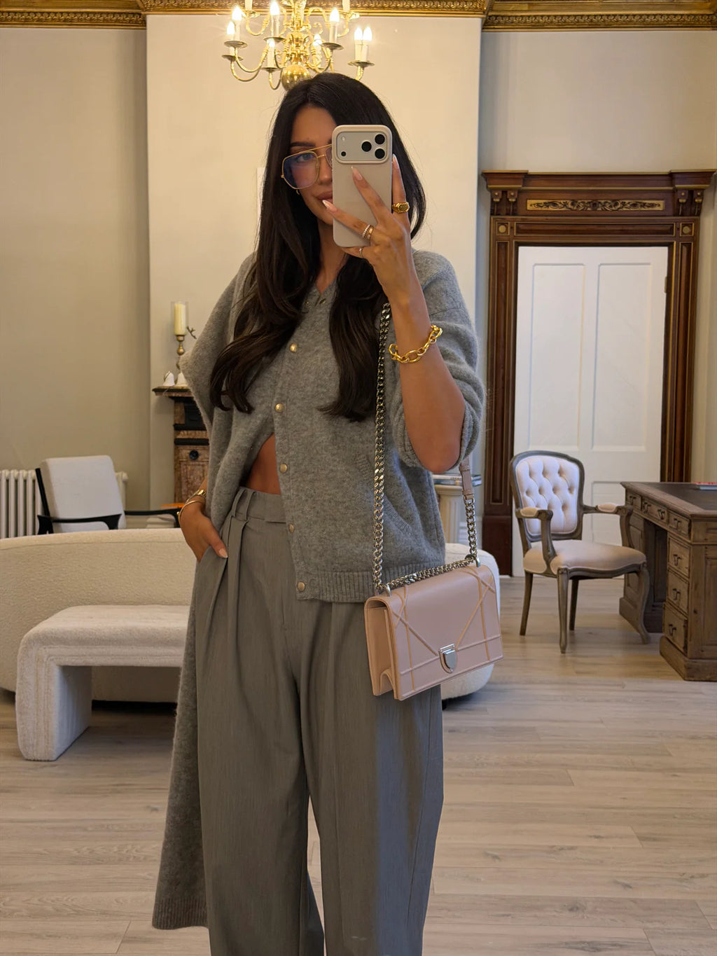 CHRISTIAN DIOR MEDIUM DIORAMA BAG IN BLUSH PINK LEATHER WITH SILVER HARDWARE