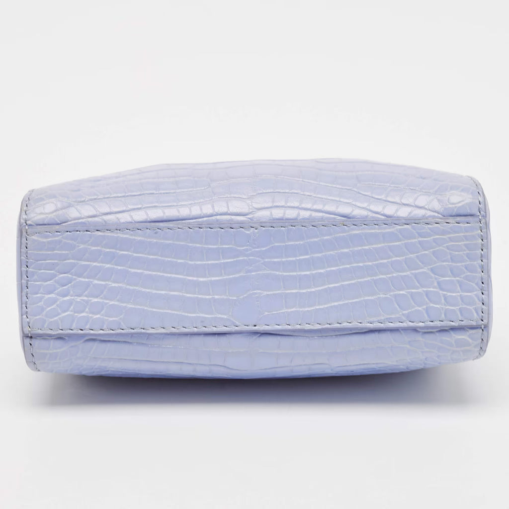 Fendi Light Blue Crocodile Micro Peekaboo Top Handle Bag