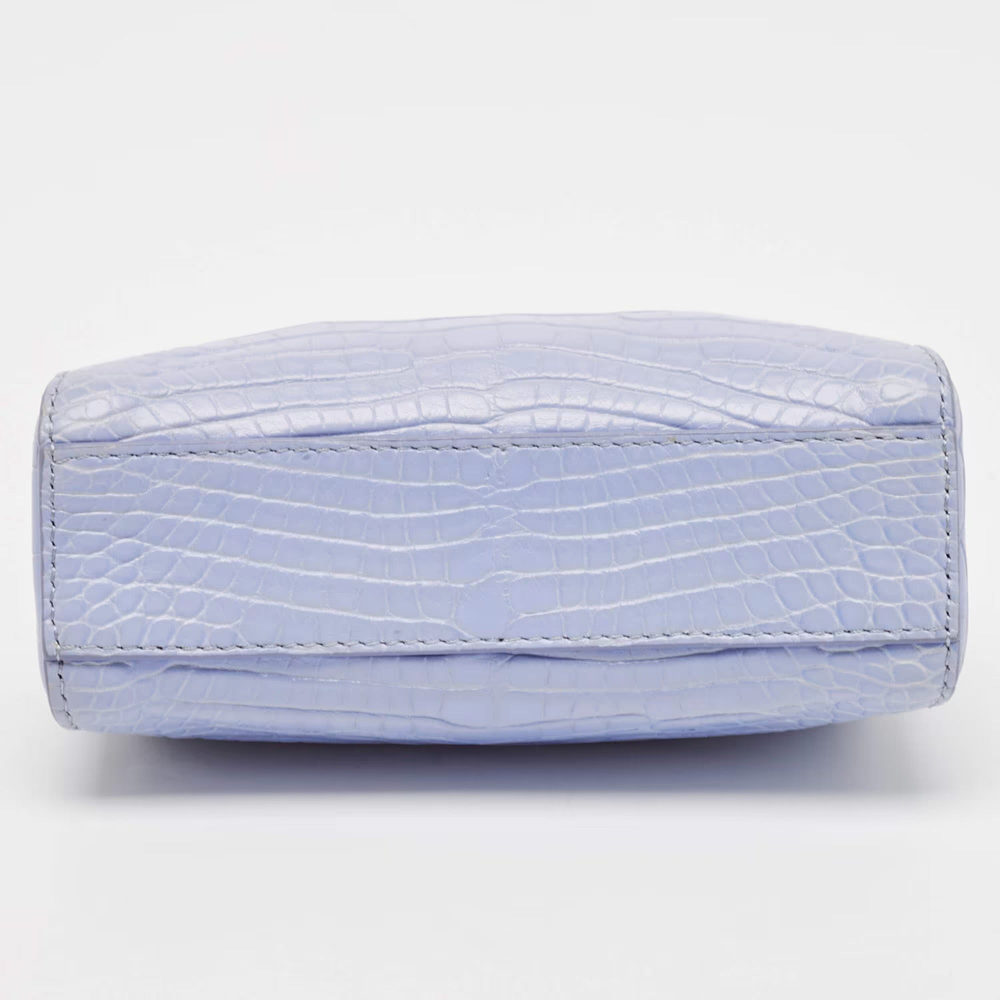 Fendi Light Blue Crocodile Micro Peekaboo Top Handle Bag