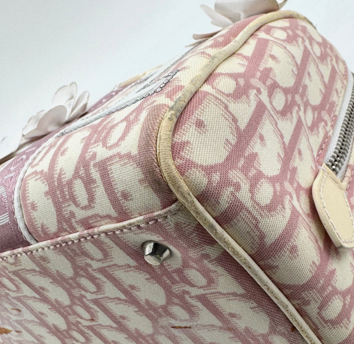 DIOR Pink Trotter Hand Mini Boston Bag Canvas Leather