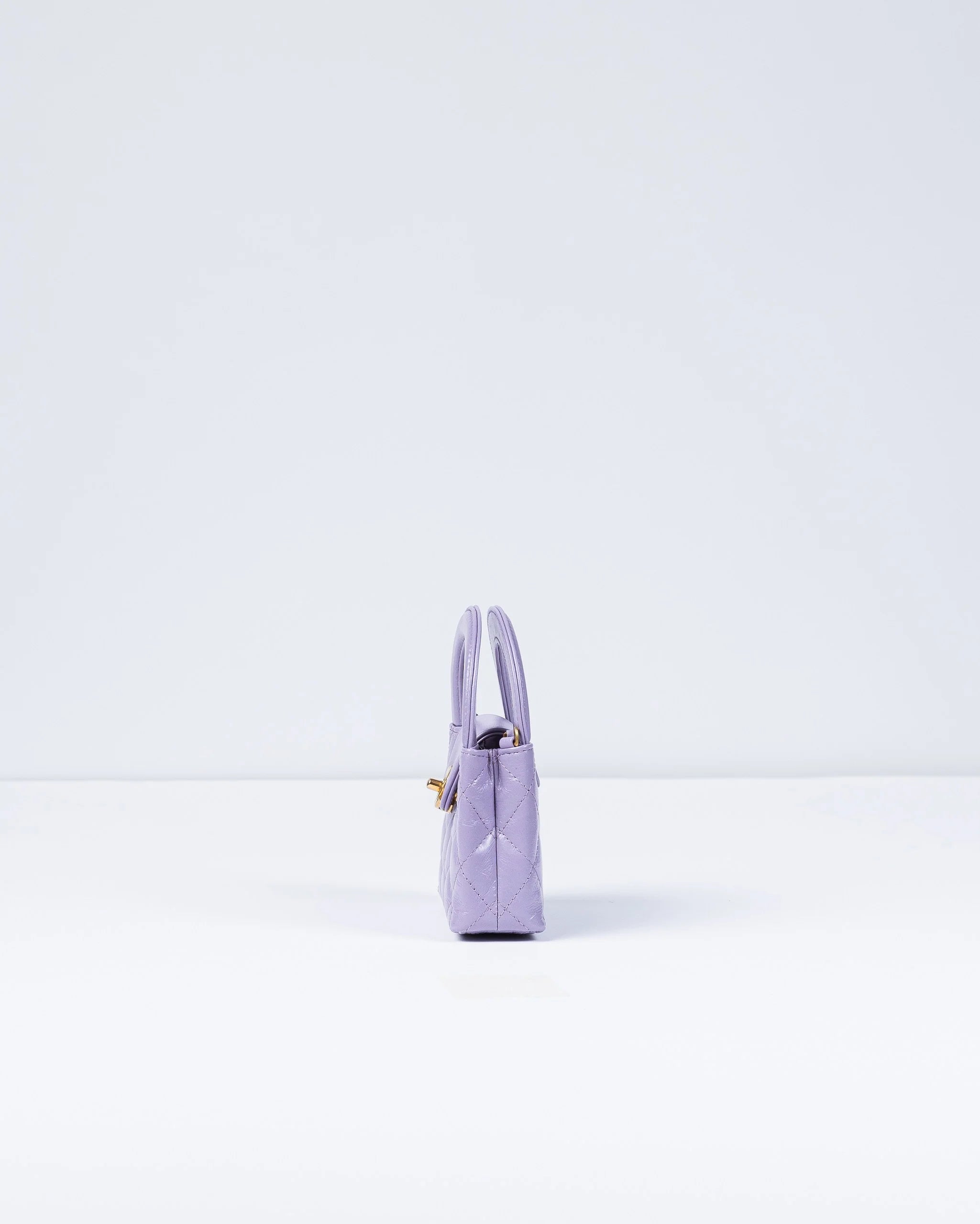 Chanel Kelly Bag Shiny Aged Calfskin & Gold-Tone Metal in Lavender Micro size