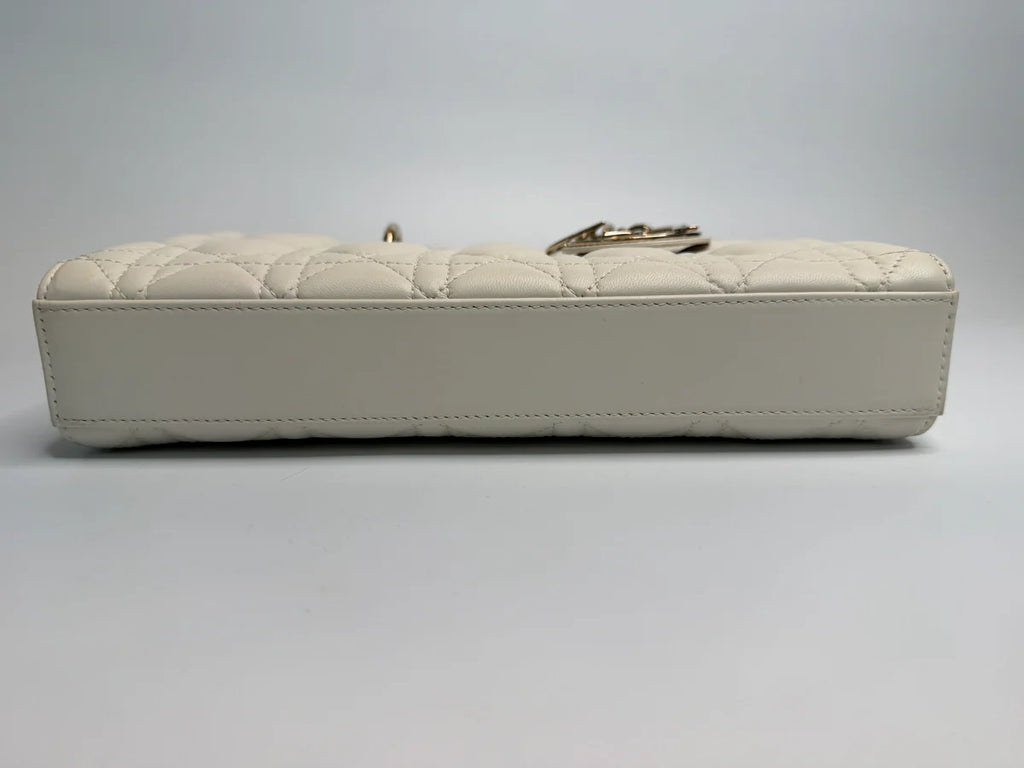 CHRISTIAN DIOR MEDIUM D-JOY BAG IN LATTE WITH PALE GOLD HARDWARE