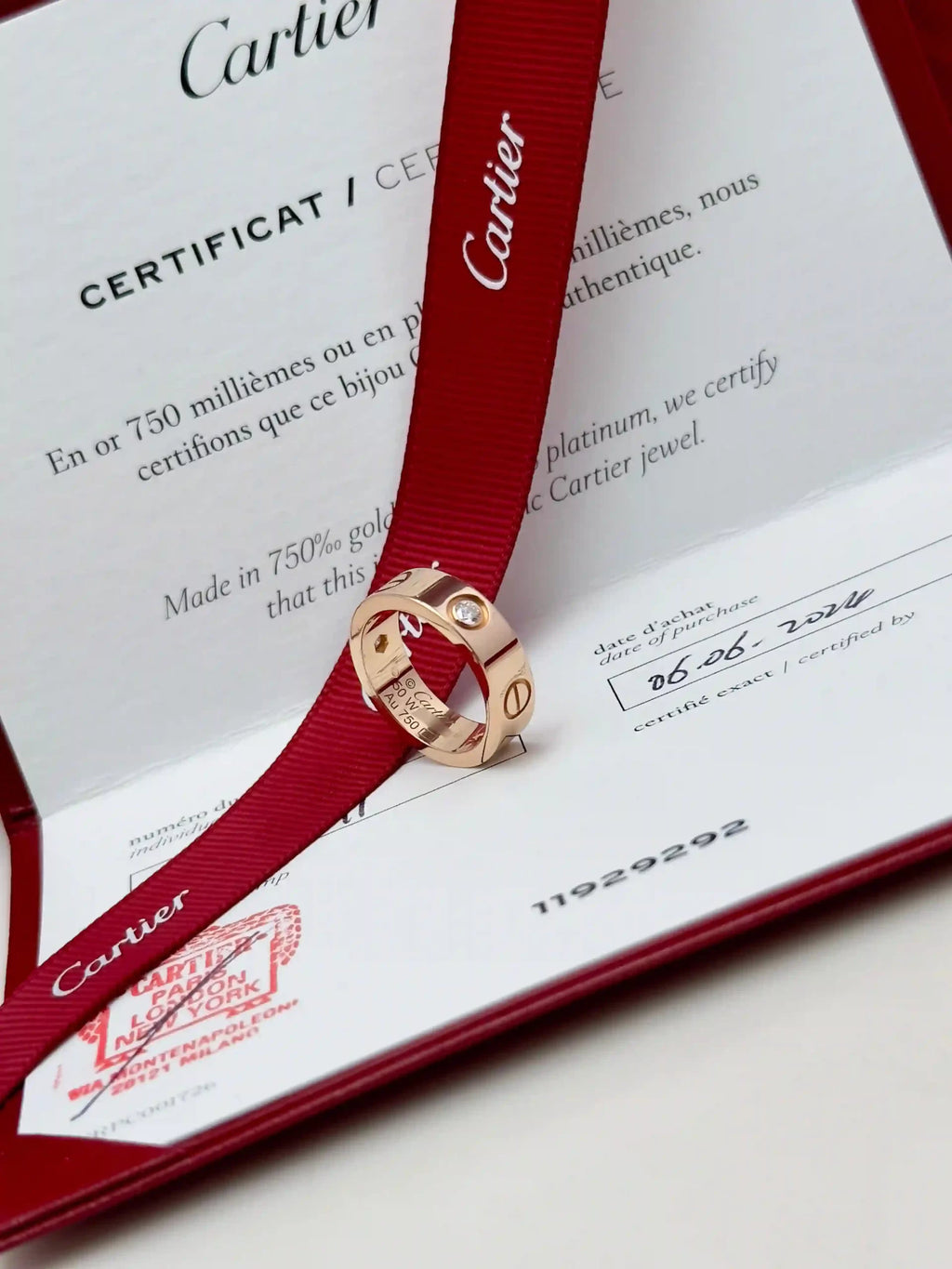 Cartier Love Ring 3 Diamonds Size 50