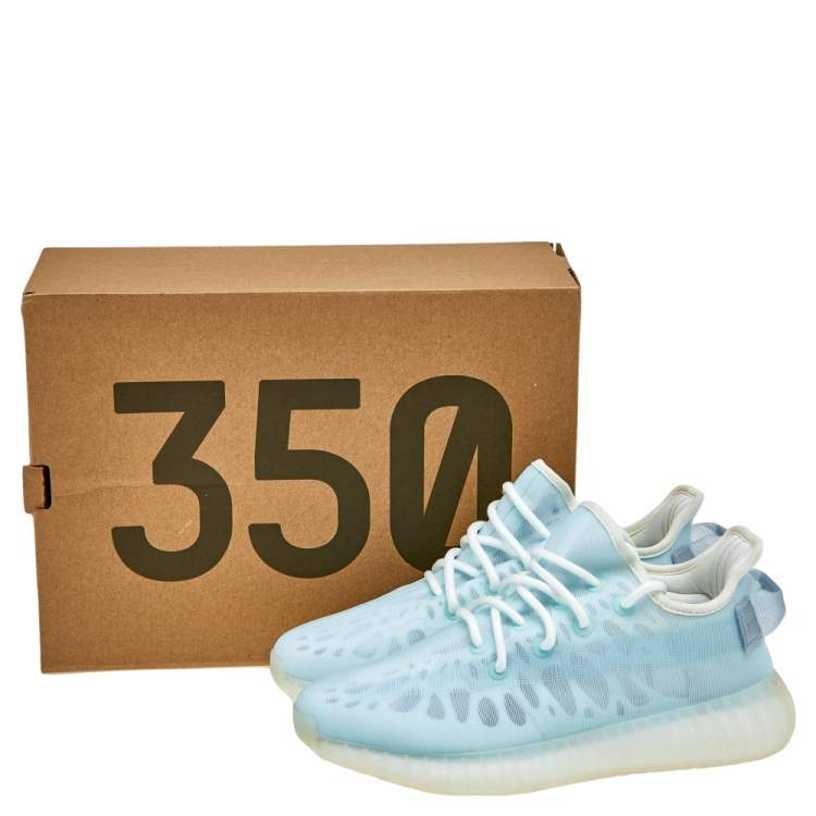 Yeezy x Adidas Blue Mesh 350 V2 Mono Ice Sneakers Size 38
