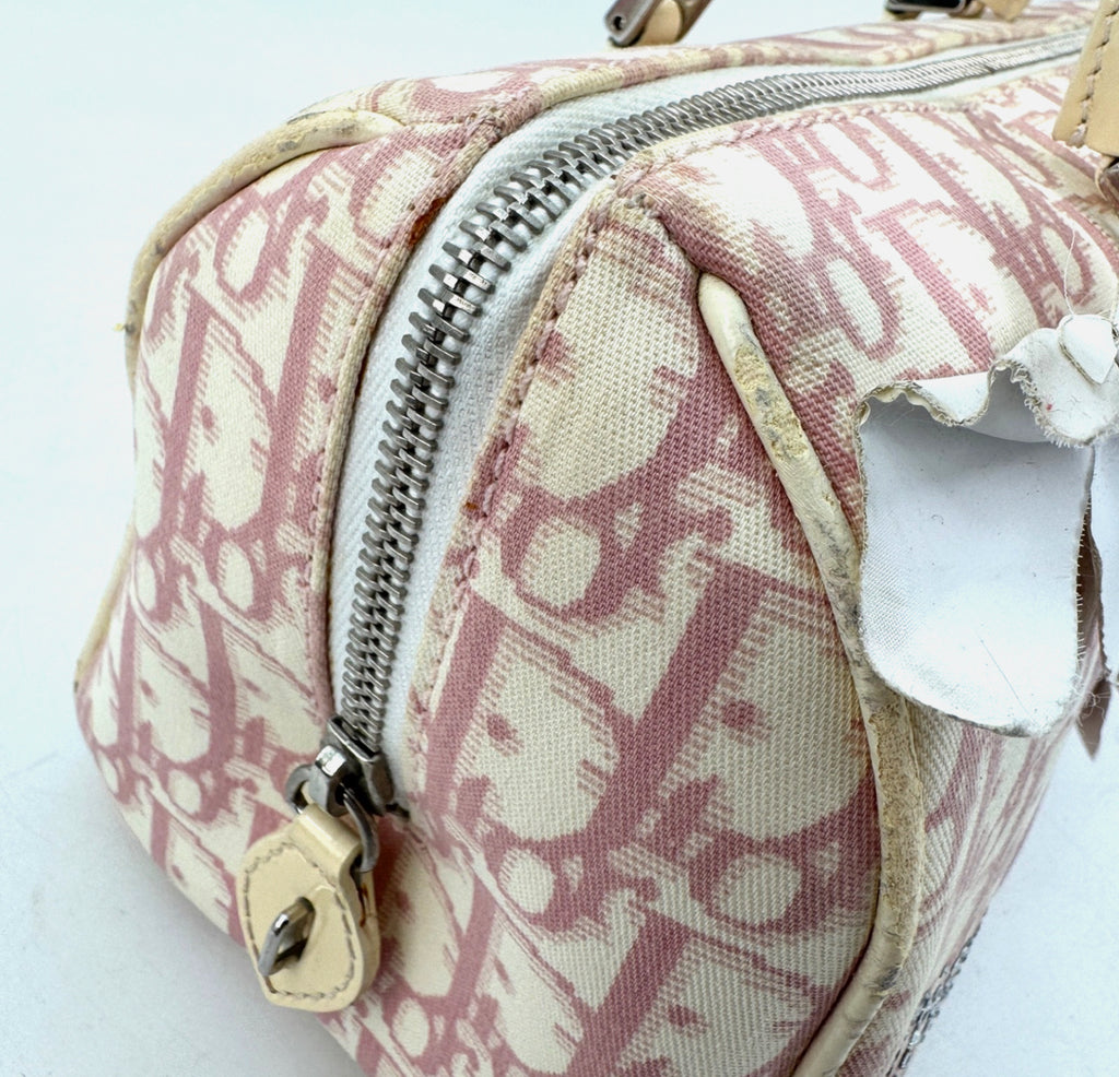 DIOR Pink Trotter Hand Mini Boston Bag Canvas Leather
