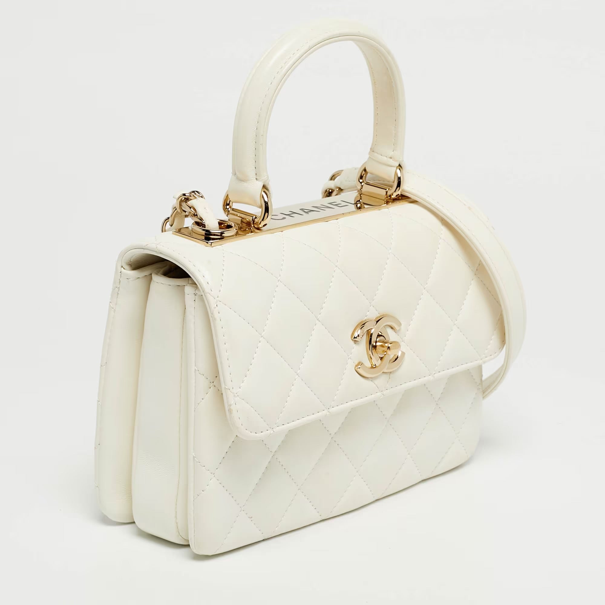 Chanel White Quilted Leather Mini Trendy CC Flap Bag