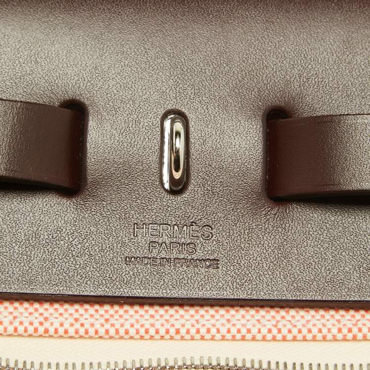 Hermès Herbag Zip 31Orange Field/Ecru/Rouge Sellier Criss Viking Toile and Vache Hunter Top Handle Bag
