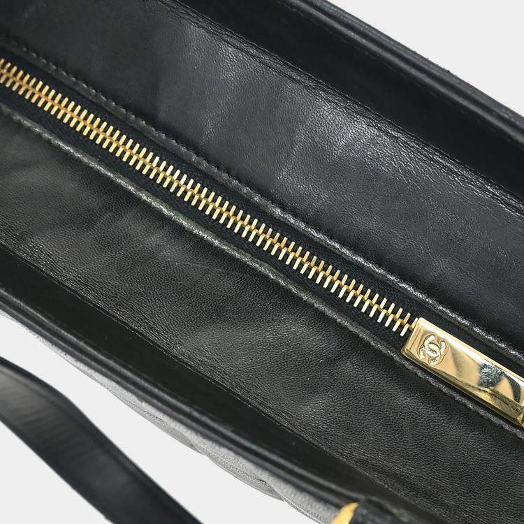 Chanel Black Lambskin Choco Bar Tote Bag