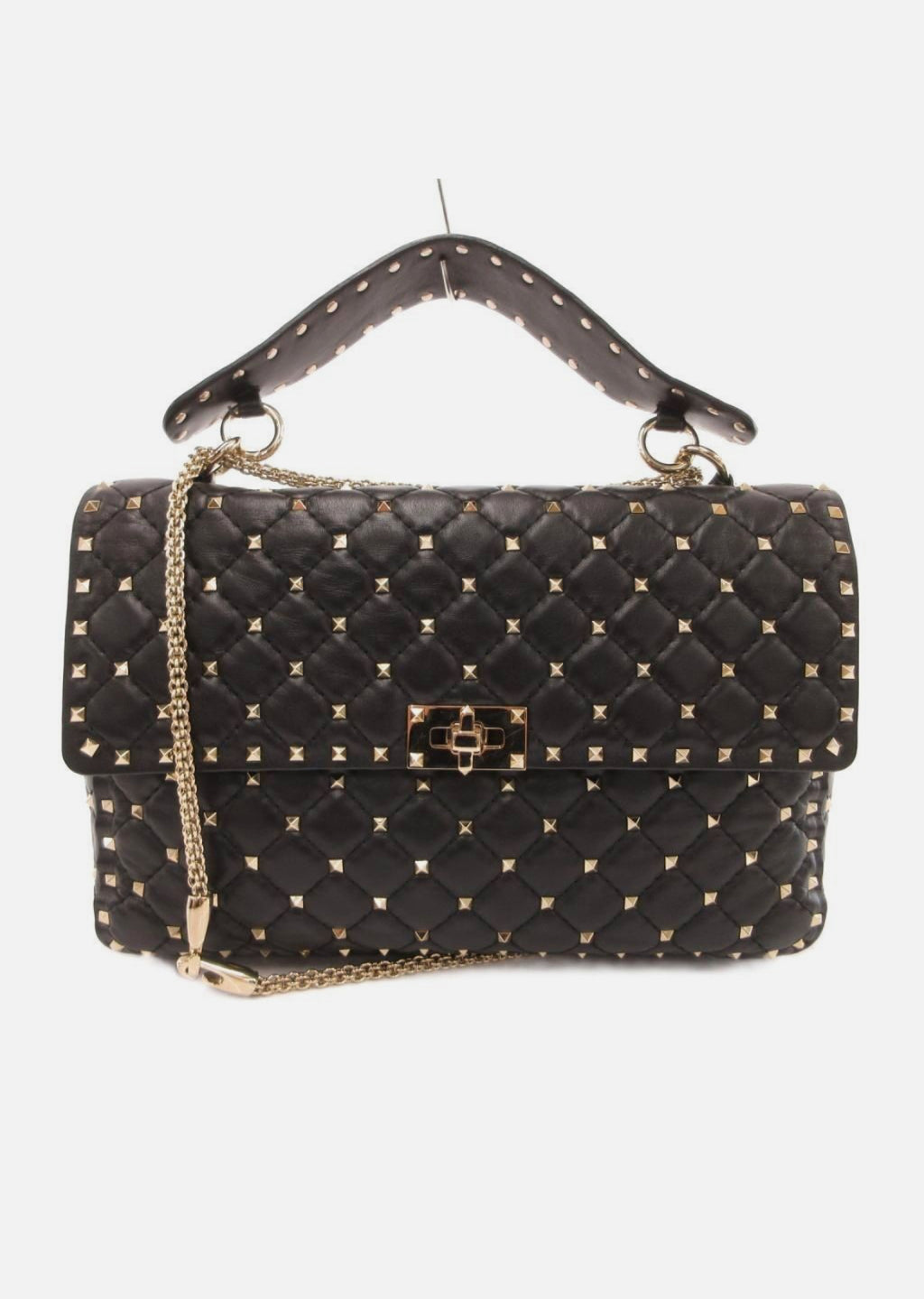 Valentino Garavani Rockstud Spike Quilted Leather Chain Shoulder Bag Black