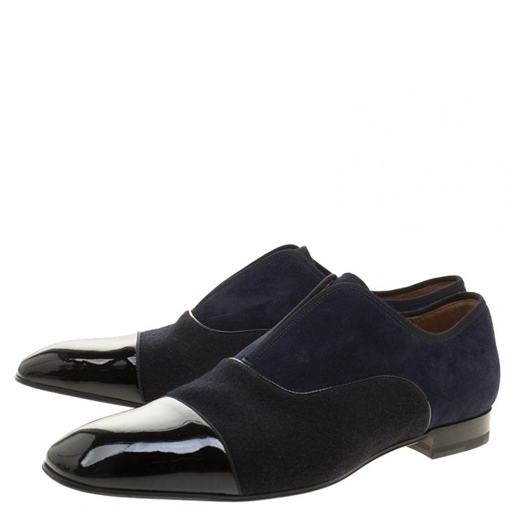 Christian Louboutin Two Tone Suede and Felt Alpha Male Slip On Oxford Loafers Size 43.5