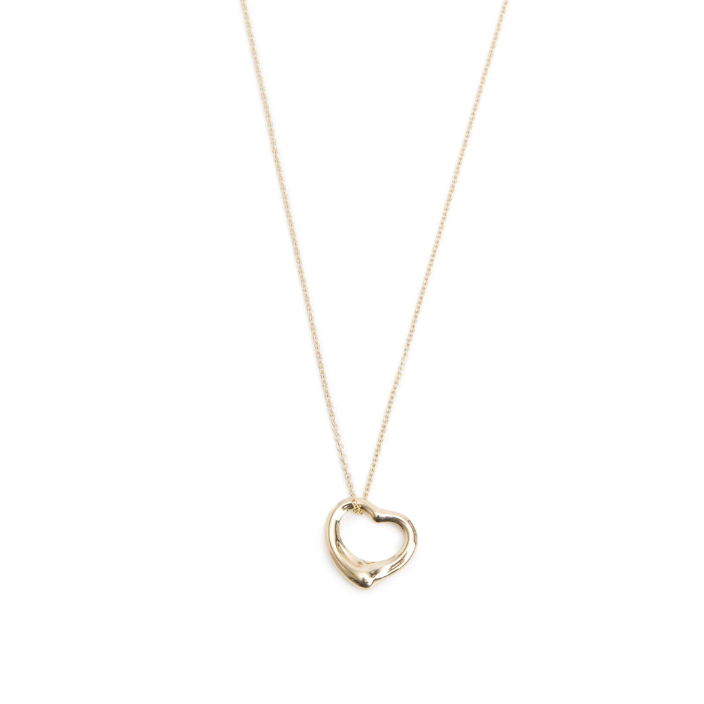 Tiffany & Co Elsa Peretti 18k Yellow Gold 16 MM Open Heart Pendant Necklace