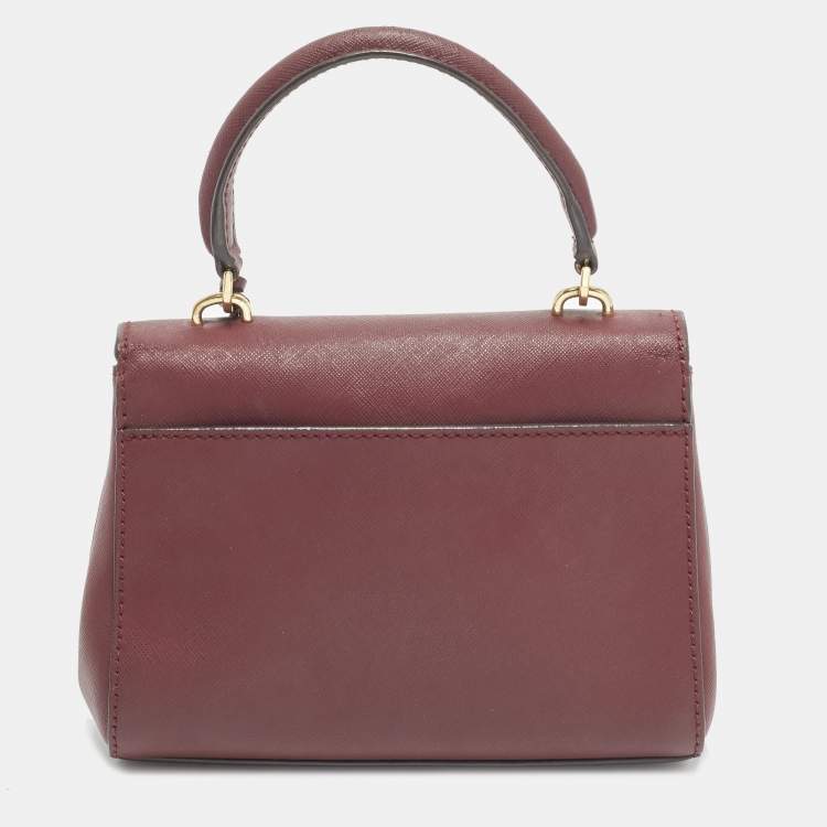 Michael Kors Ava Mini Burgundy Leather Top Handle Bag