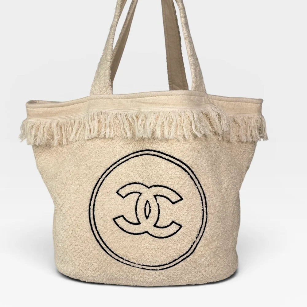 CHANEL BEACH BAG IN CREAM TOWELLING
