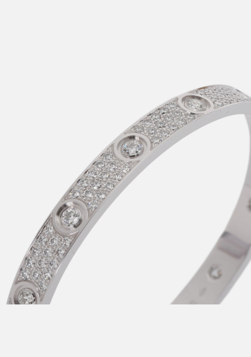 CARTIER Love Bracelet Full Pave Diamond In 18K White Gold Size 16