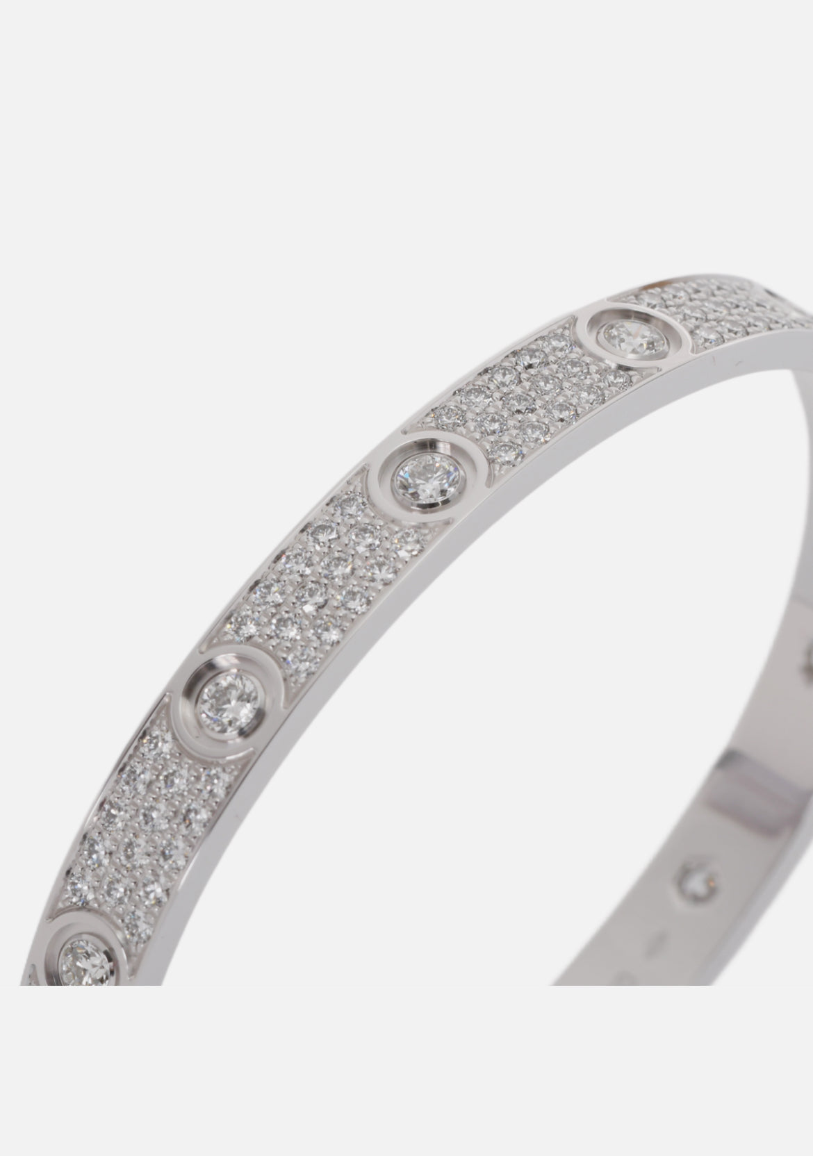 CARTIER Love Bracelet Full Pave Diamond In 18K White Gold Size 16