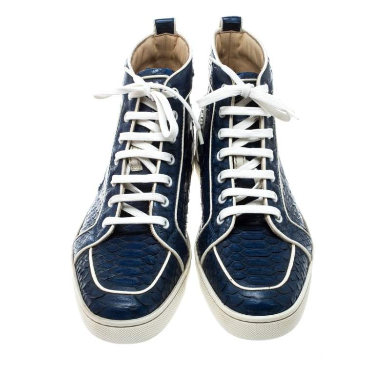 Christian Louboutin Blue Python Leather Rantus Orlato High Top Sneakers Size 40