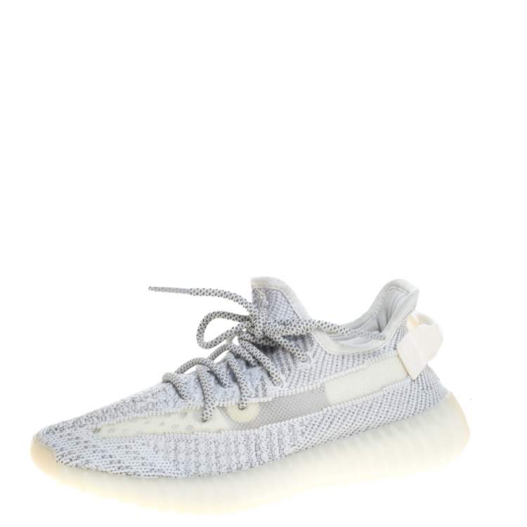 Yeezy x Adidas Grey/White Cotton Knit Boost 350 V2 Static Reflective Sneakers Size 38