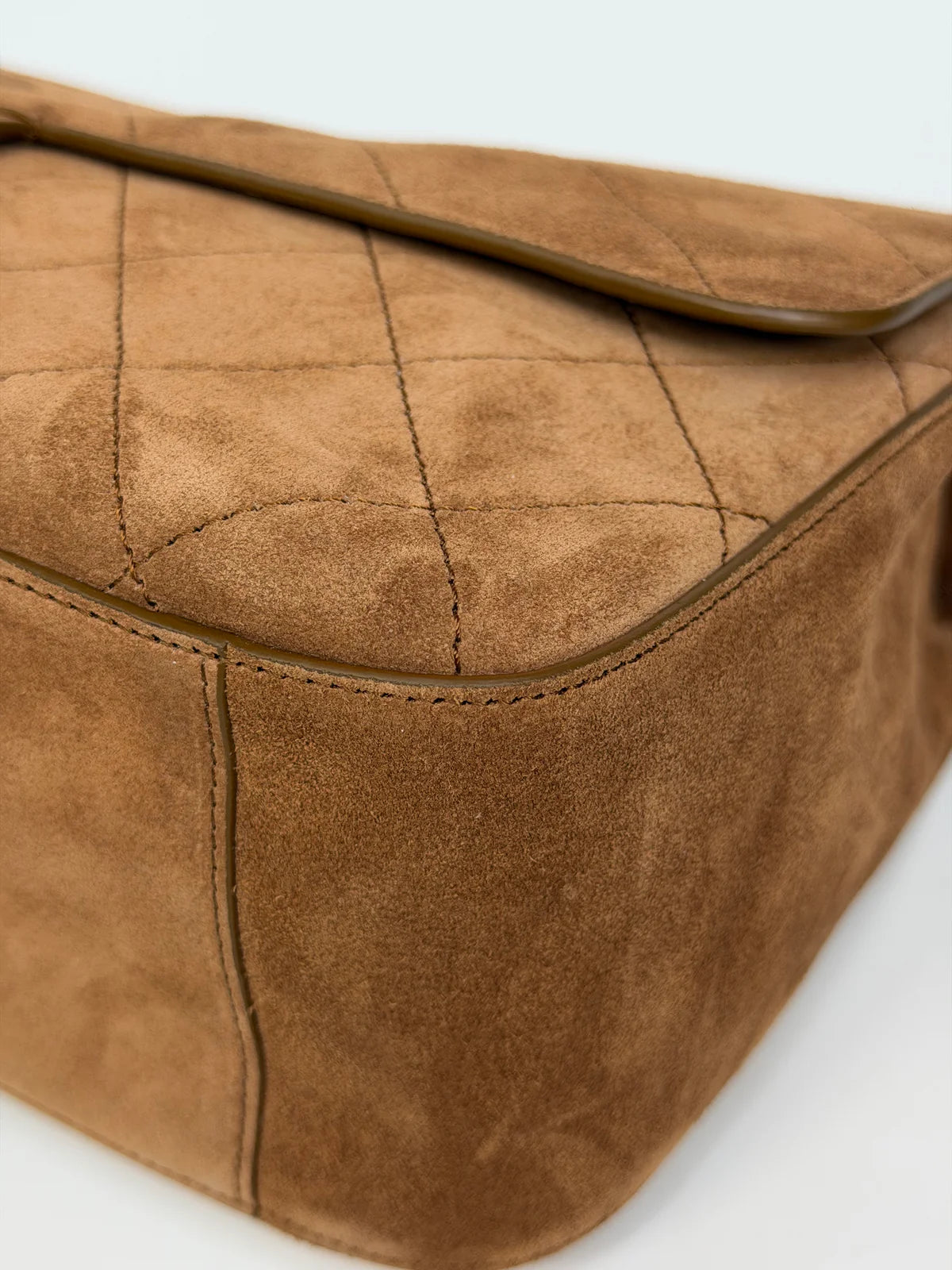CHANEL MAXI FLAP IN TAN SUEDE WITH GOLD HARDWARE