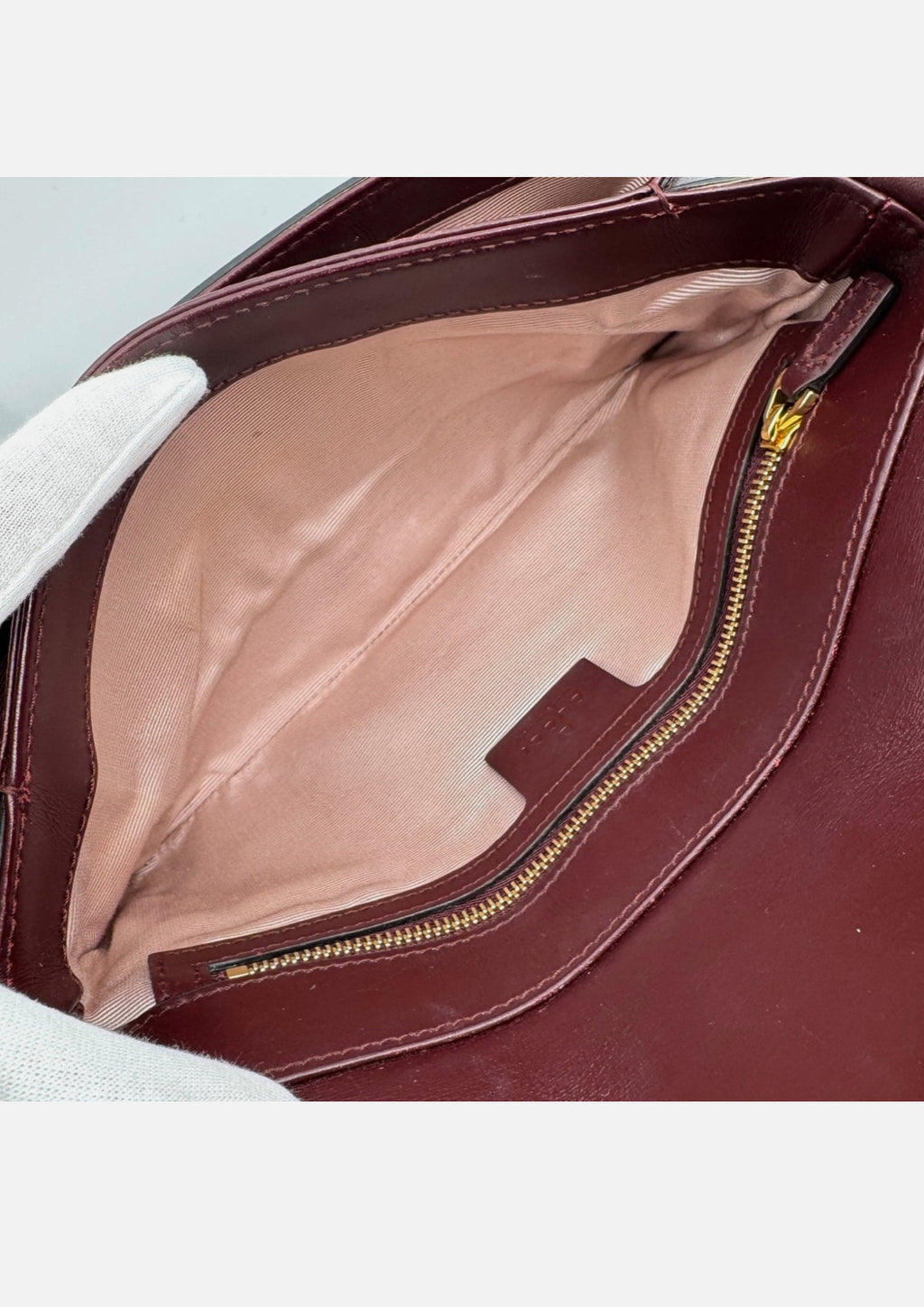 GUCCI Arli Shoulder Bag GG Marmont Burgundy Leather Crossbody