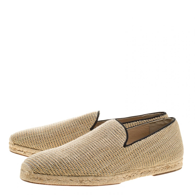 Christian Louboutin Beige Woven Raffia Relax Espadrilles Size 45