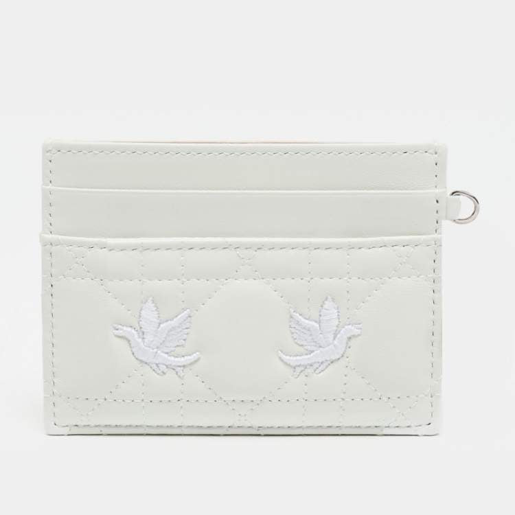 Dior Lady Dior Freesia White Cannage Leather Card Holder