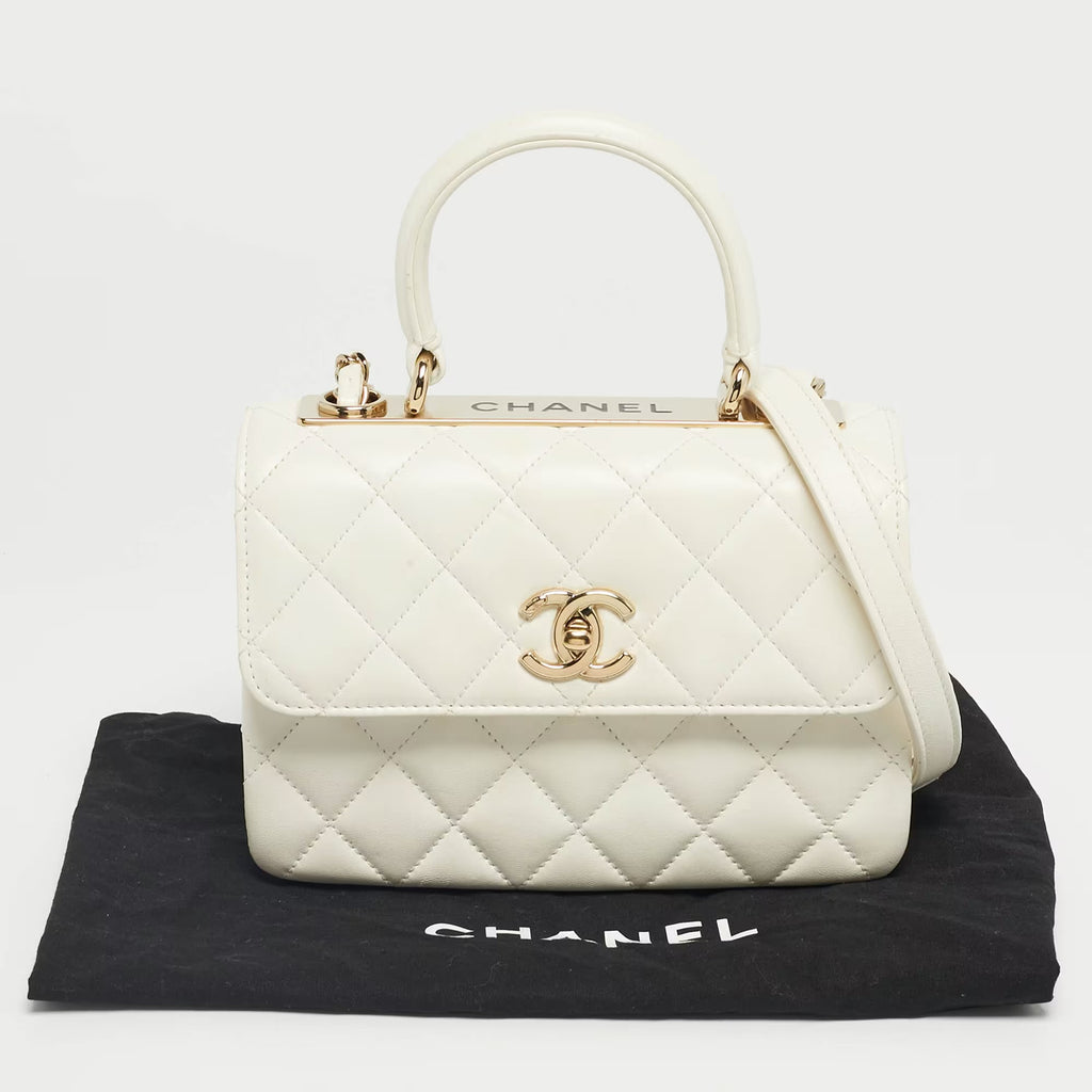 Chanel White Quilted Leather Mini Trendy CC Flap Bag
