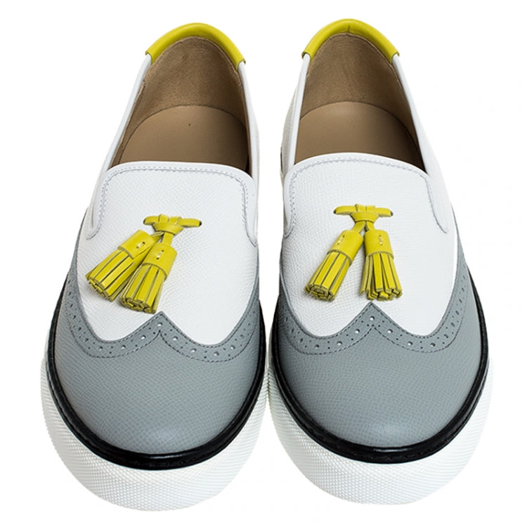 Hermes Two Tone Brogue Leather Must Tassel Loafers Size 39