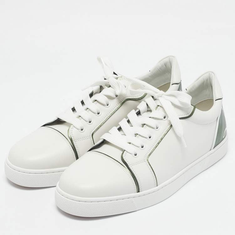 Christian Louboutin White/Green Leather Fun Vieira Sneakers Size 41