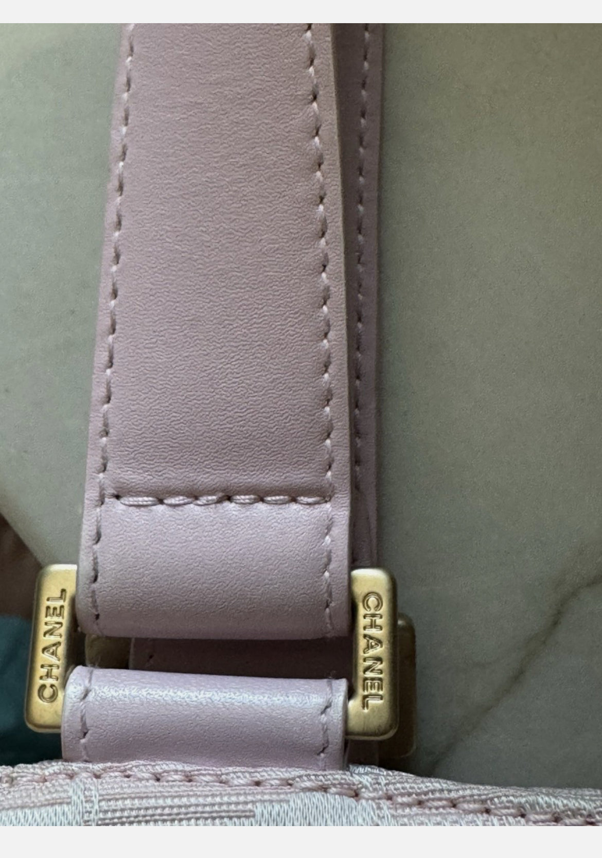 CHANEL Pink New Travel Line Jacquard CC Tote Bag