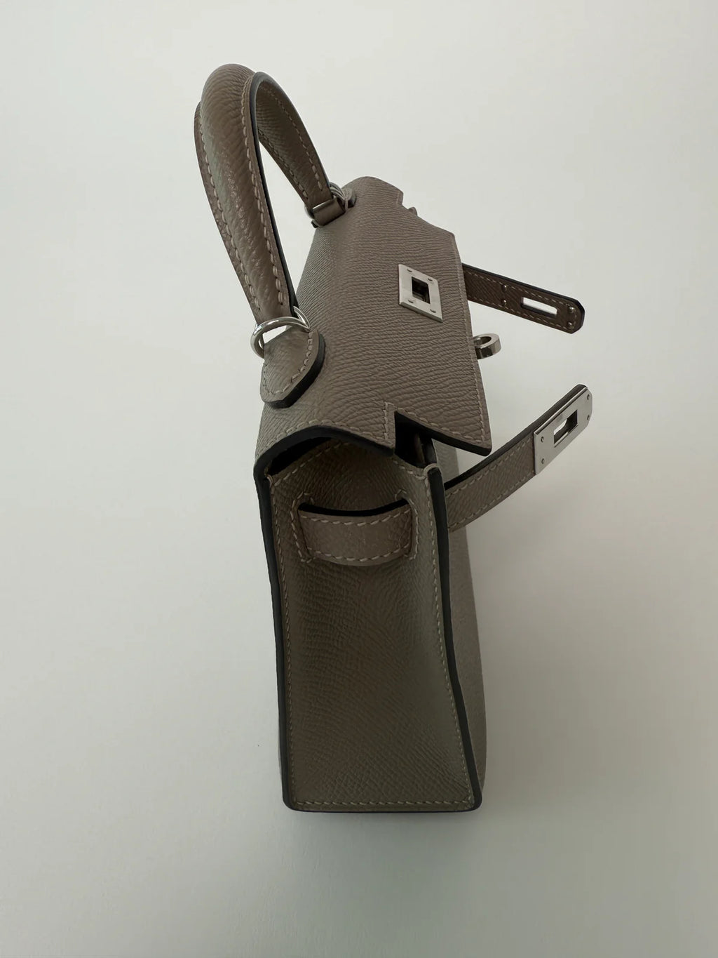 HERMÉS MINI KELLY GRIS ASPHALT IN EPSOM LEATHER WITH PHW