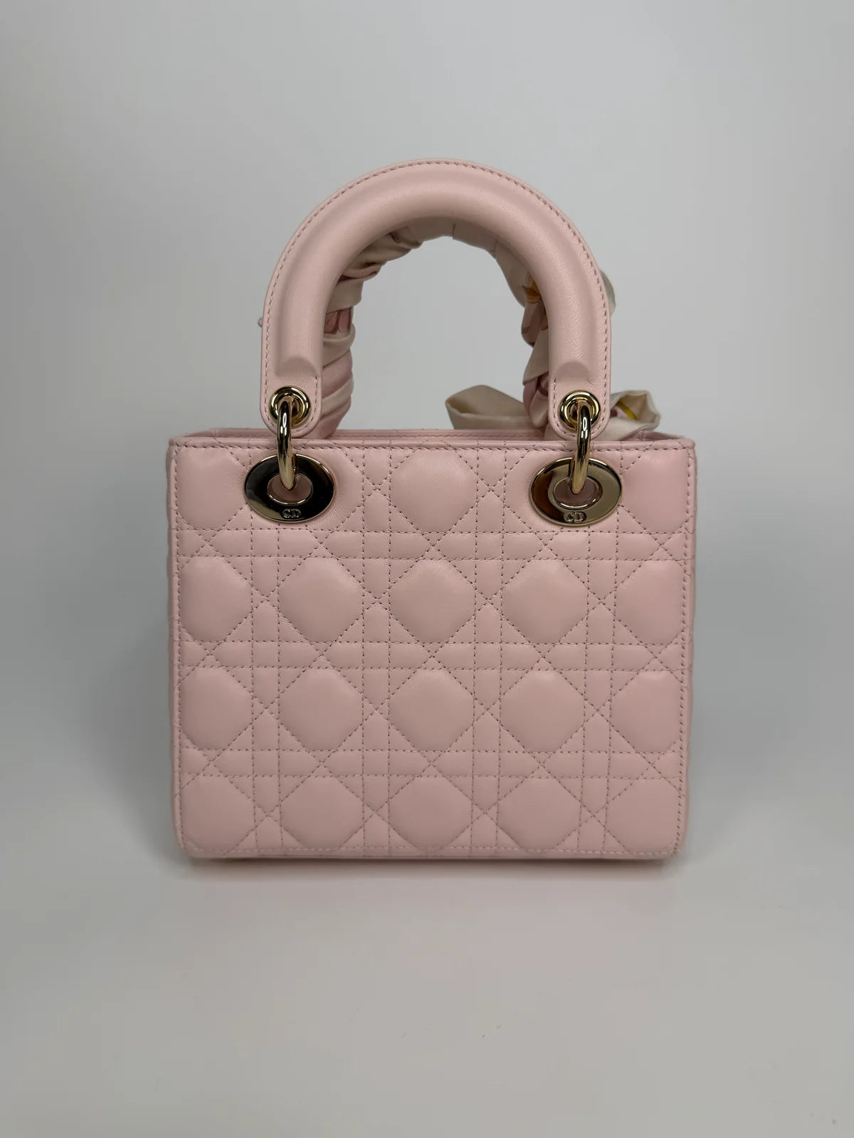 CHRISTIAN DIOR LADY DIOR SMALL BAG IN ROSE TENDRE WITH GOLD HARDWARE