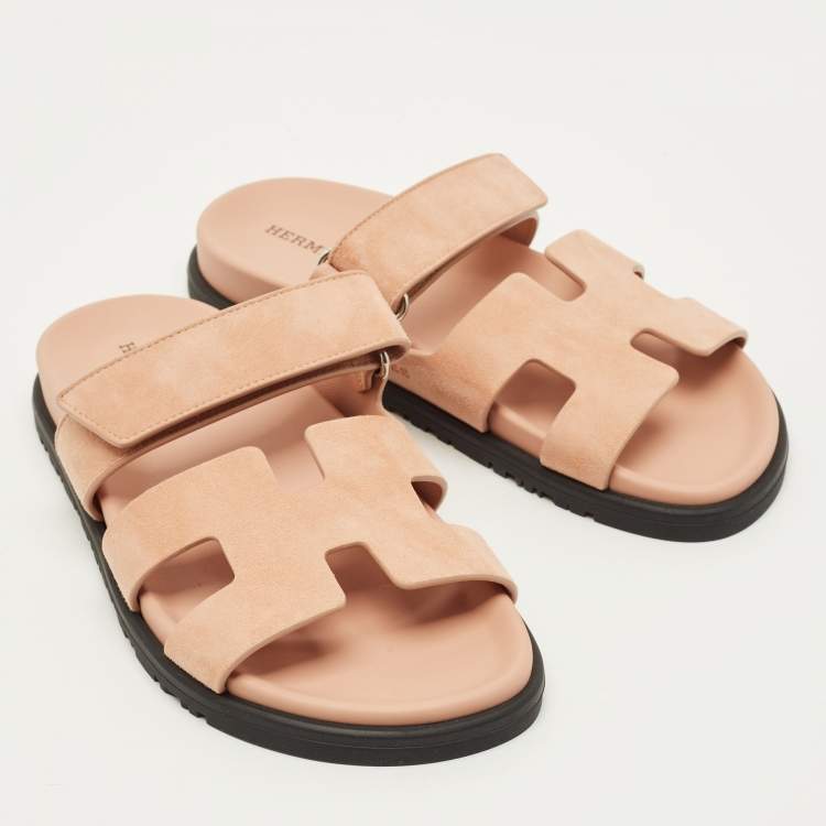 Hermes Chypre Size 36 Beige Suede Flat Sandals