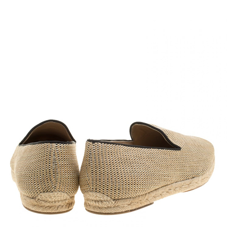 Christian Louboutin Beige Woven Raffia Relax Espadrilles Size 45