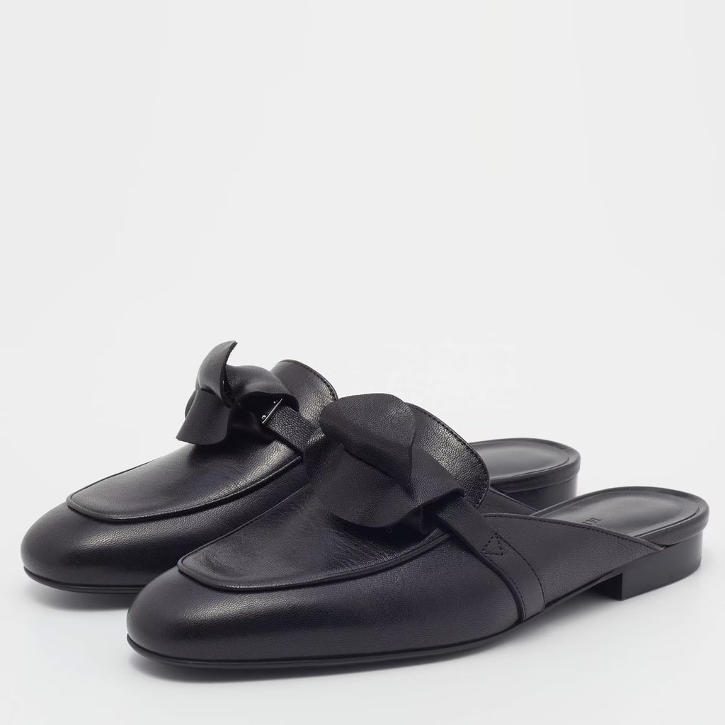 Hermes Black Leather Oz Mules Size 36