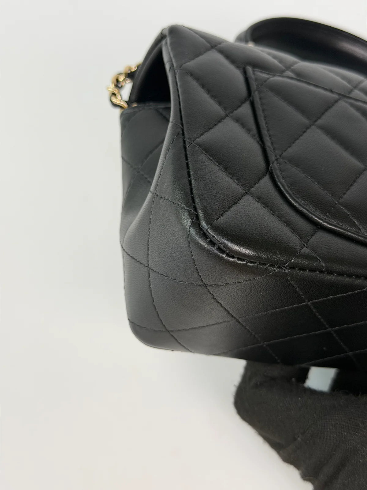 CHANEL MINI RECTANGLE TOP HANDLE IN BLACK LAMBSKIN LEATHER WITH PALE GOLD HARDWARE