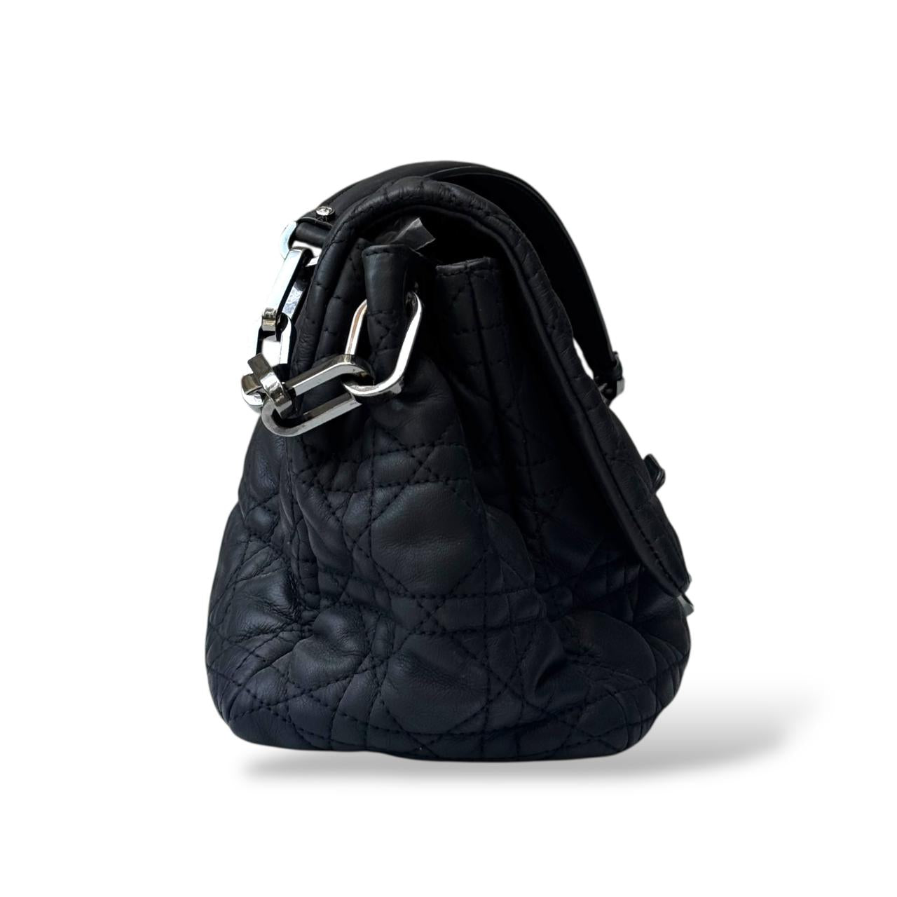 Dior Cannage New Lock Black Medium Lambskin Flap Bag