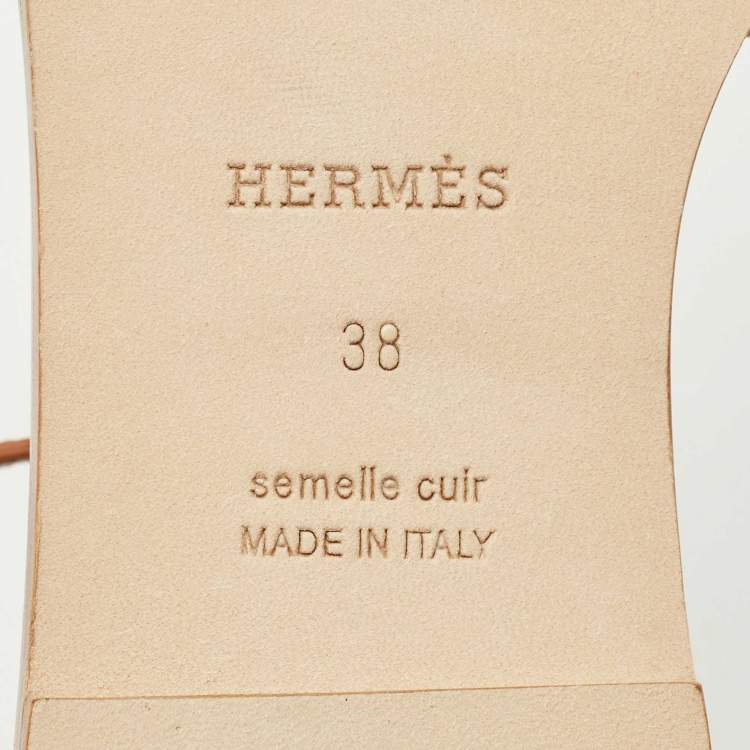 Hermes Brown Leather Santorini Ankle Strap Sandals Size 38