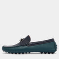Hermès Green/Navy Blue Leather Irving Loafers Size 43.5
