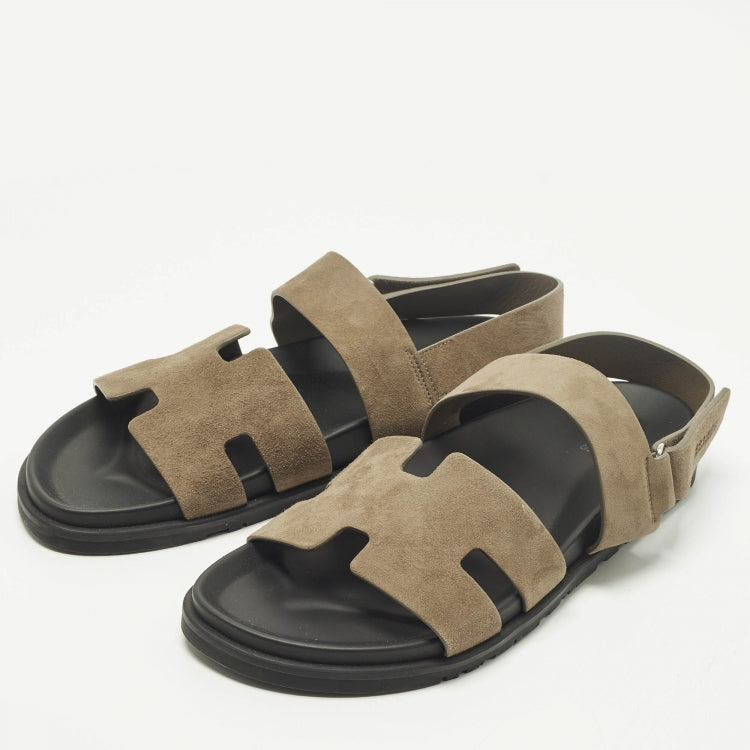 Hermes Genius Size 43 Brown Suede Flat Sandals