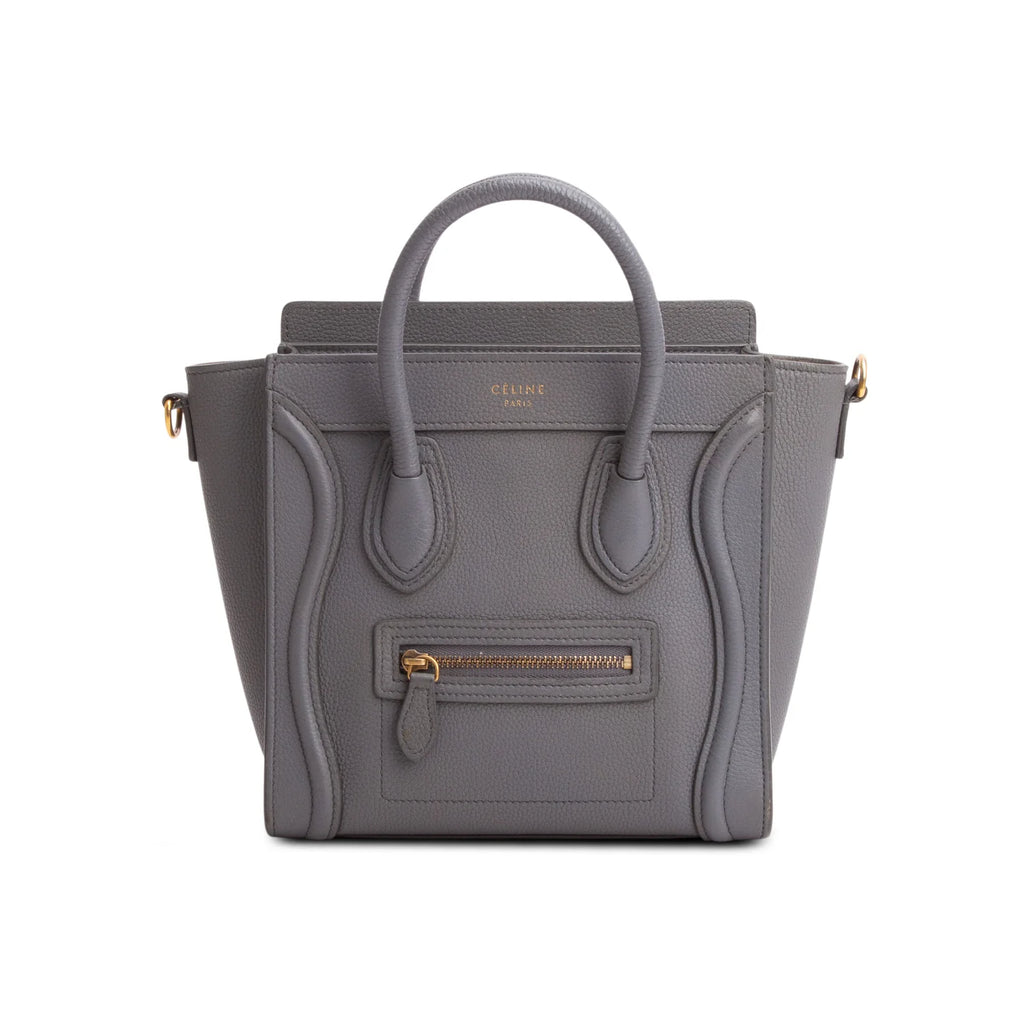 Celine Grey Calfskin Leather Nano Luggage Tote