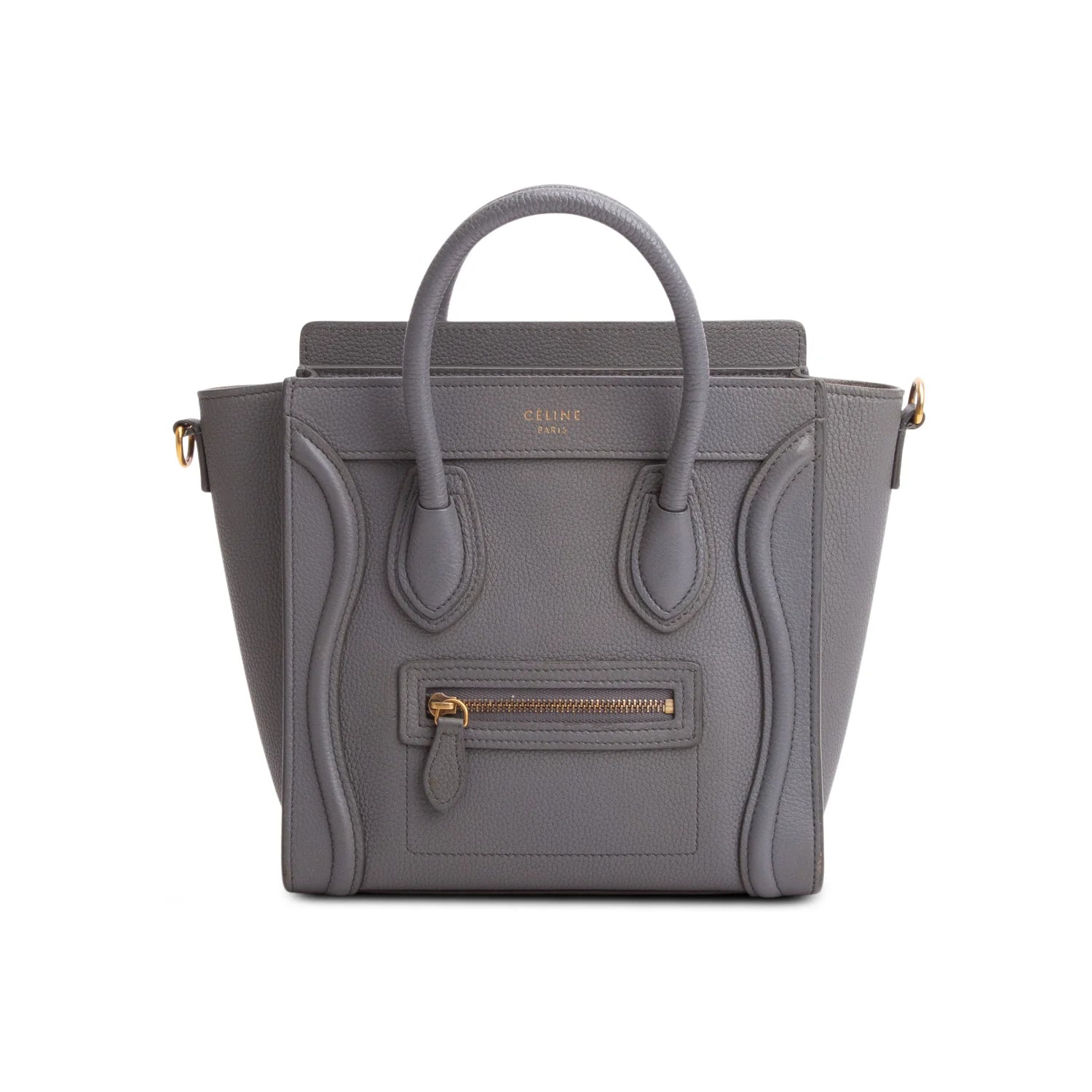 Celine Grey Calfskin Leather Nano Luggage Tote