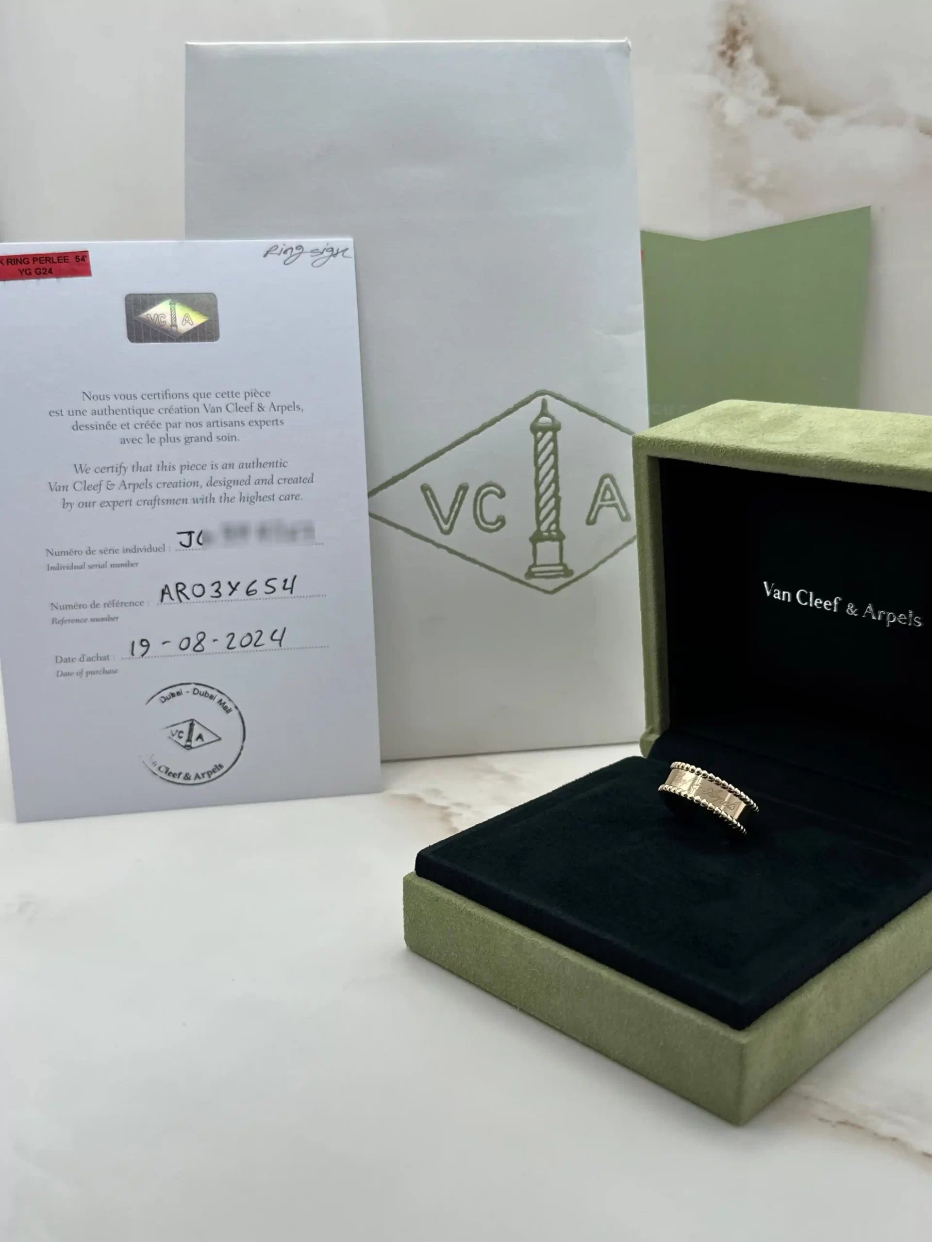 Van Cleef Arpels Perlee Signature Ring Size 54