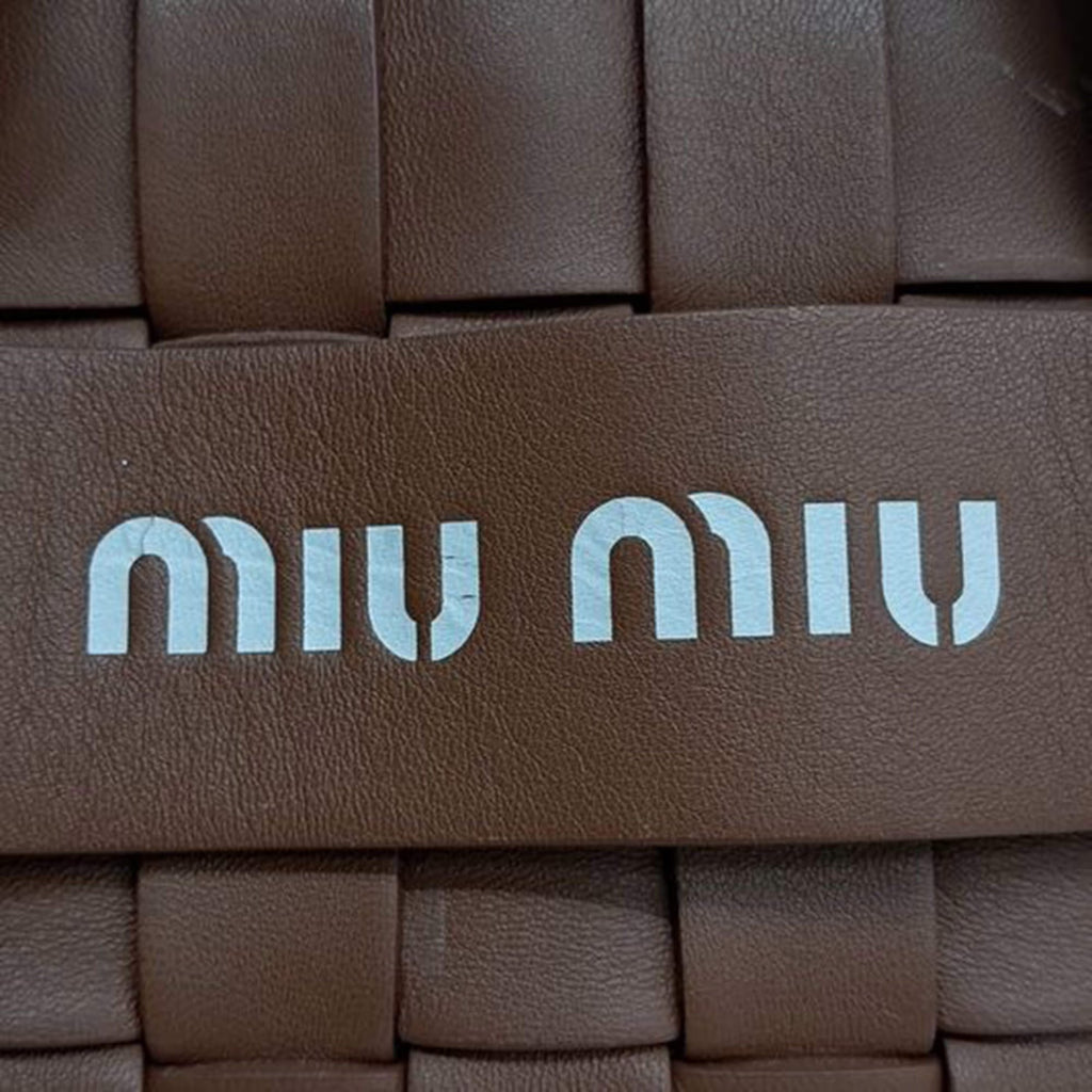 Miu Miu Brown Woven Leather Tote and Shoulder Bag