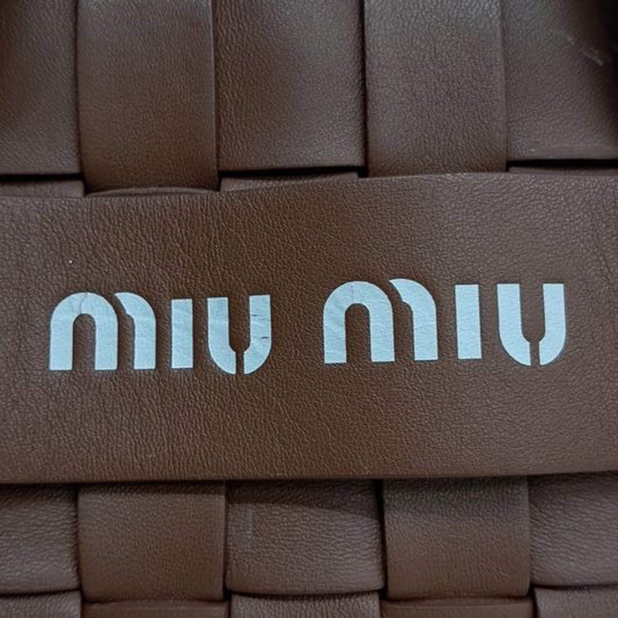 Miu Miu Brown Woven Leather Tote and Shoulder Bag