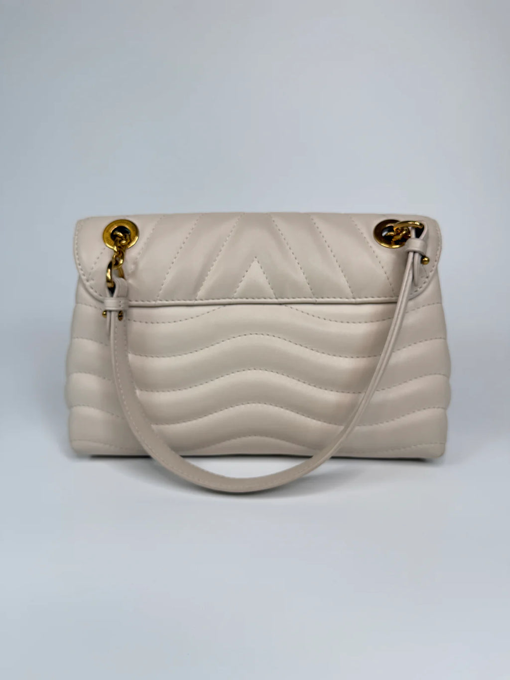 LOUIS VUITTON NEW WAVE CHAIN SHOULDER BAG IN IVORY CALF LEATHER WITH GOLD HARDWARE